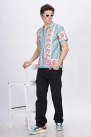 Green paisley frame printed half sleeve shirt