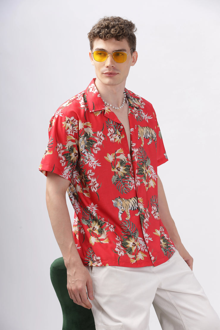 Half shirt flower printed deals