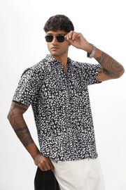 White leopard printed half sleeve shirt