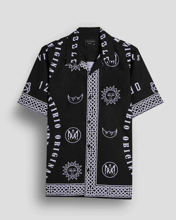 black letter printed half sleeve shirt