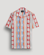 orange crochet stripe printed shirt