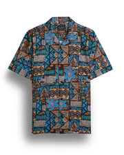 geometric printed short sleeve shirt for men