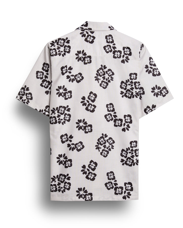 Flower print white half sleeve shirt for men