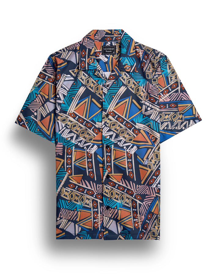 vintage retro printed short sleeve shirt for men