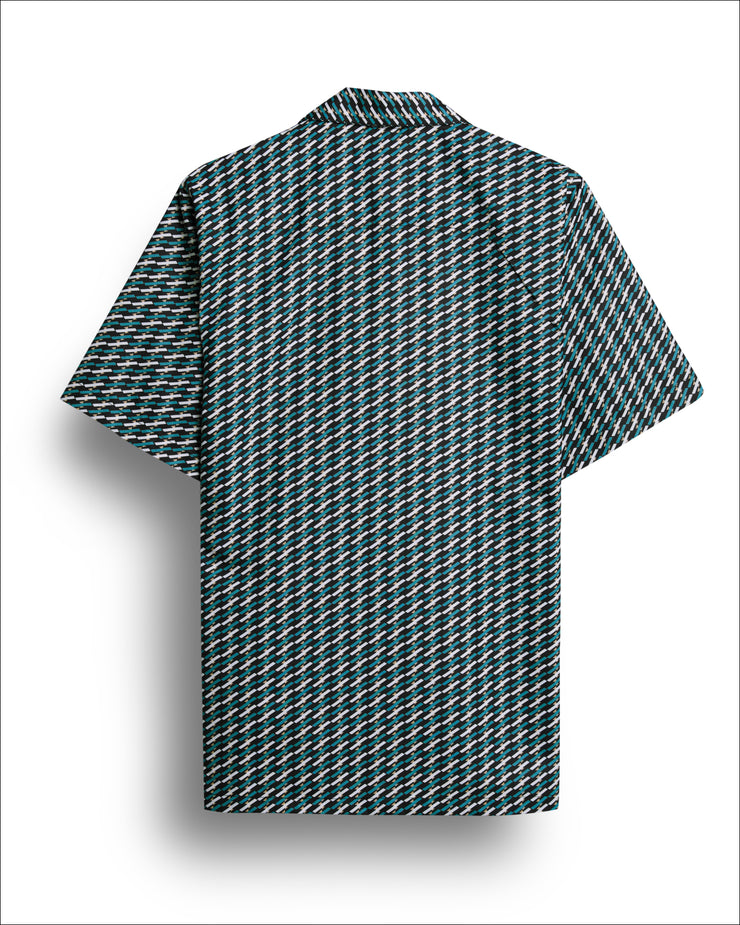 Navy geometric design half sleeve shirt for men
