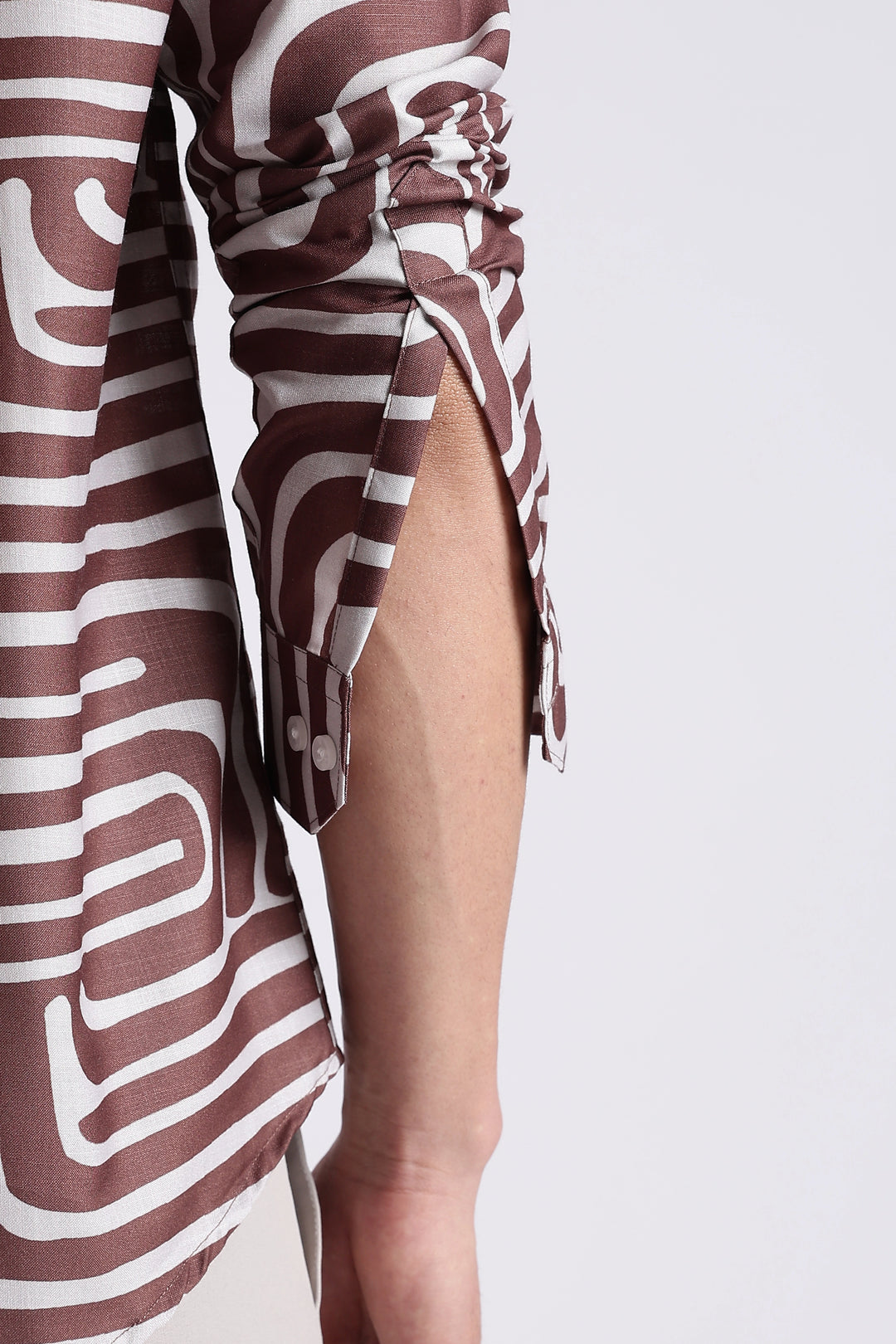 Brown abstract printed full sleeve shirt