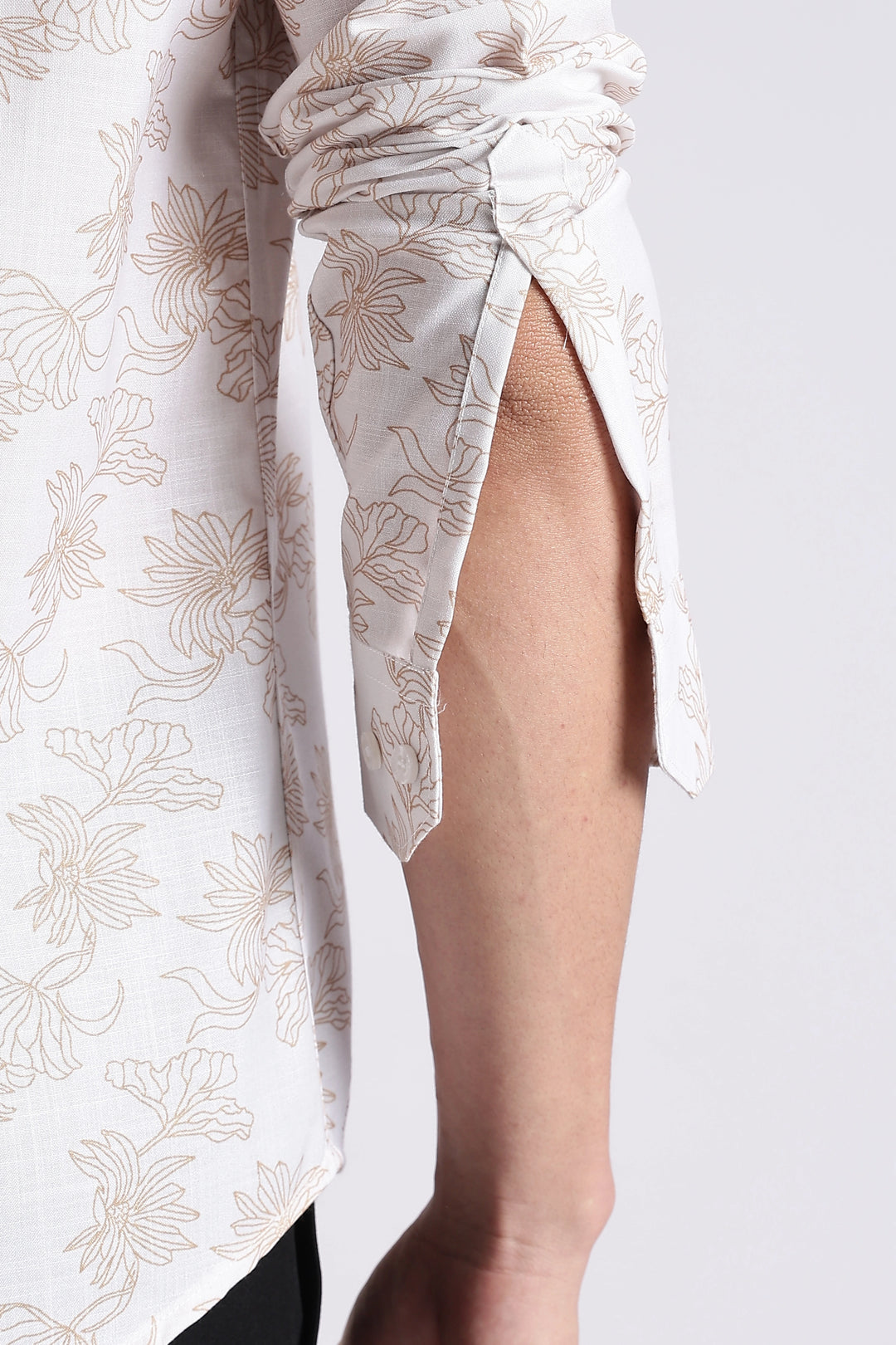 White floral printed full sleeve shirt