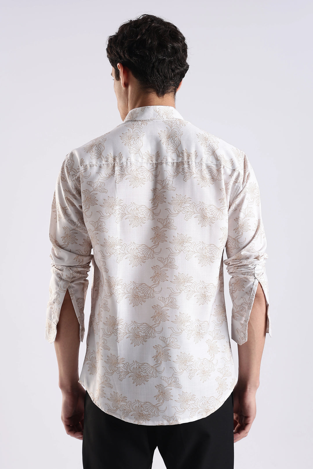White floral printed full sleeve shirt