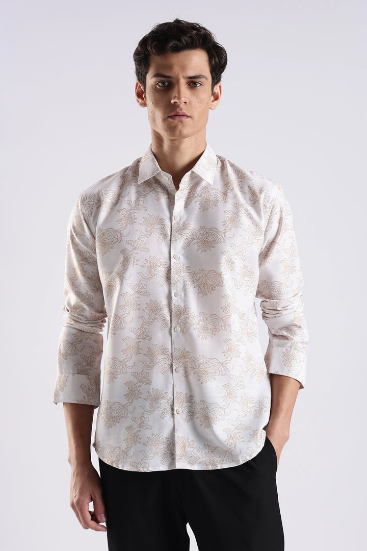 White floral printed full sleeve shirt