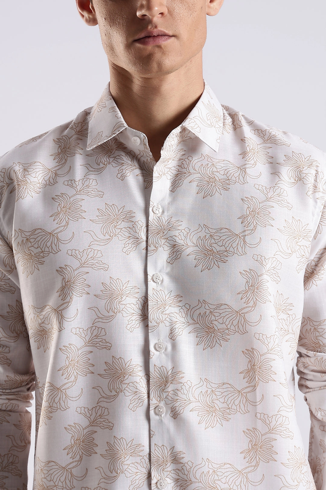 White floral printed full sleeve shirt