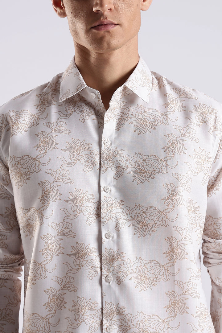 White floral printed full sleeve shirt