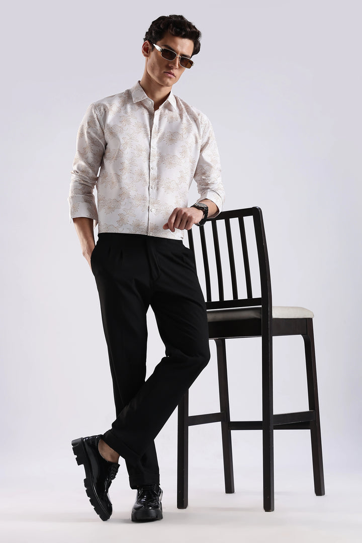 White floral printed full sleeve shirt