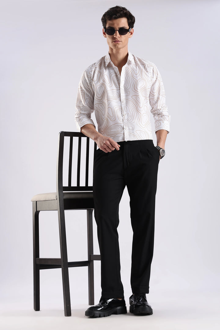 White geometric printed full sleeve shirt