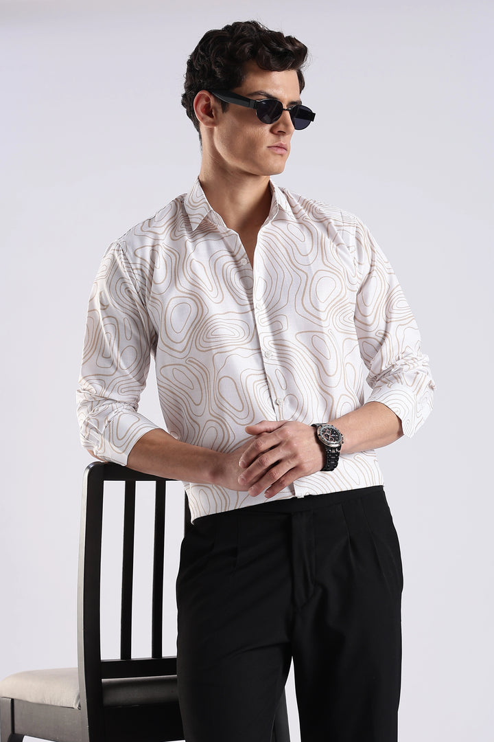 White geometric printed full sleeve shirt