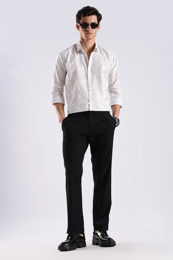 White geometric printed full sleeve shirt