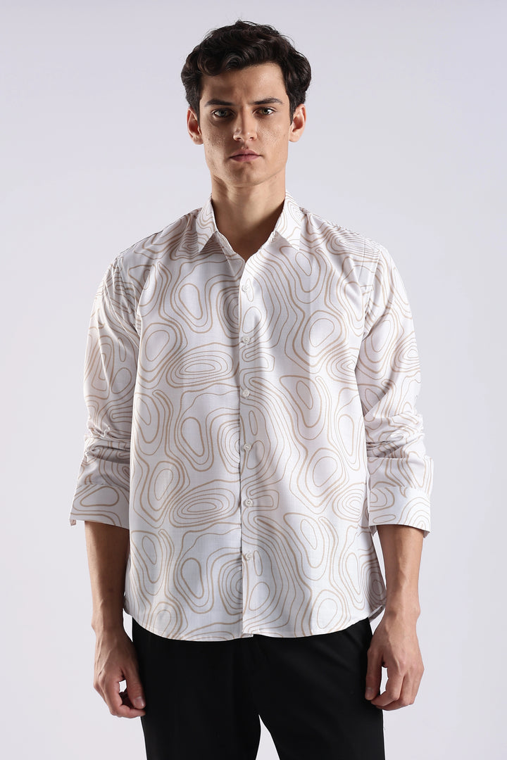 White geometric printed full sleeve shirt