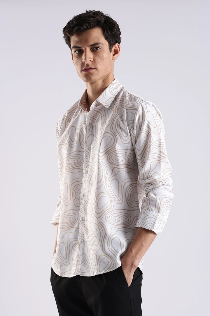 White geometric printed full sleeve shirt