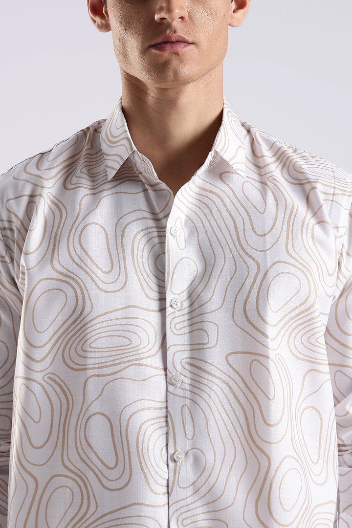 White geometric printed full sleeve shirt