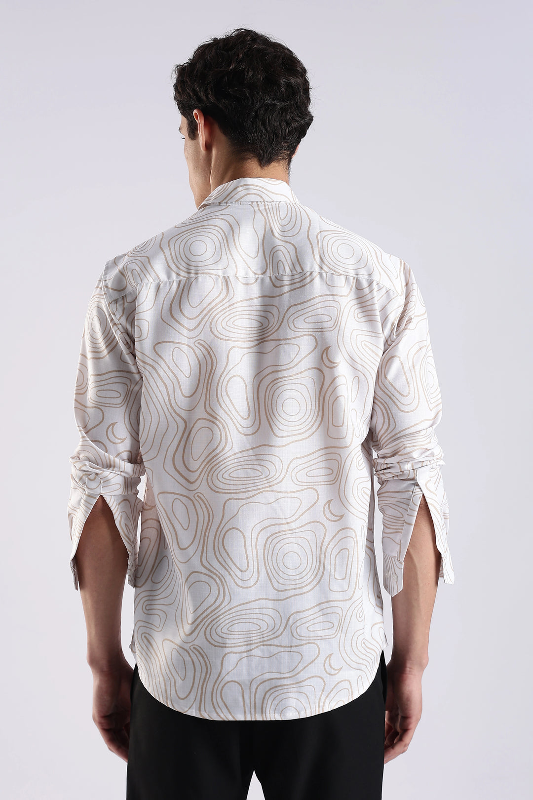 White geometric printed full sleeve shirt