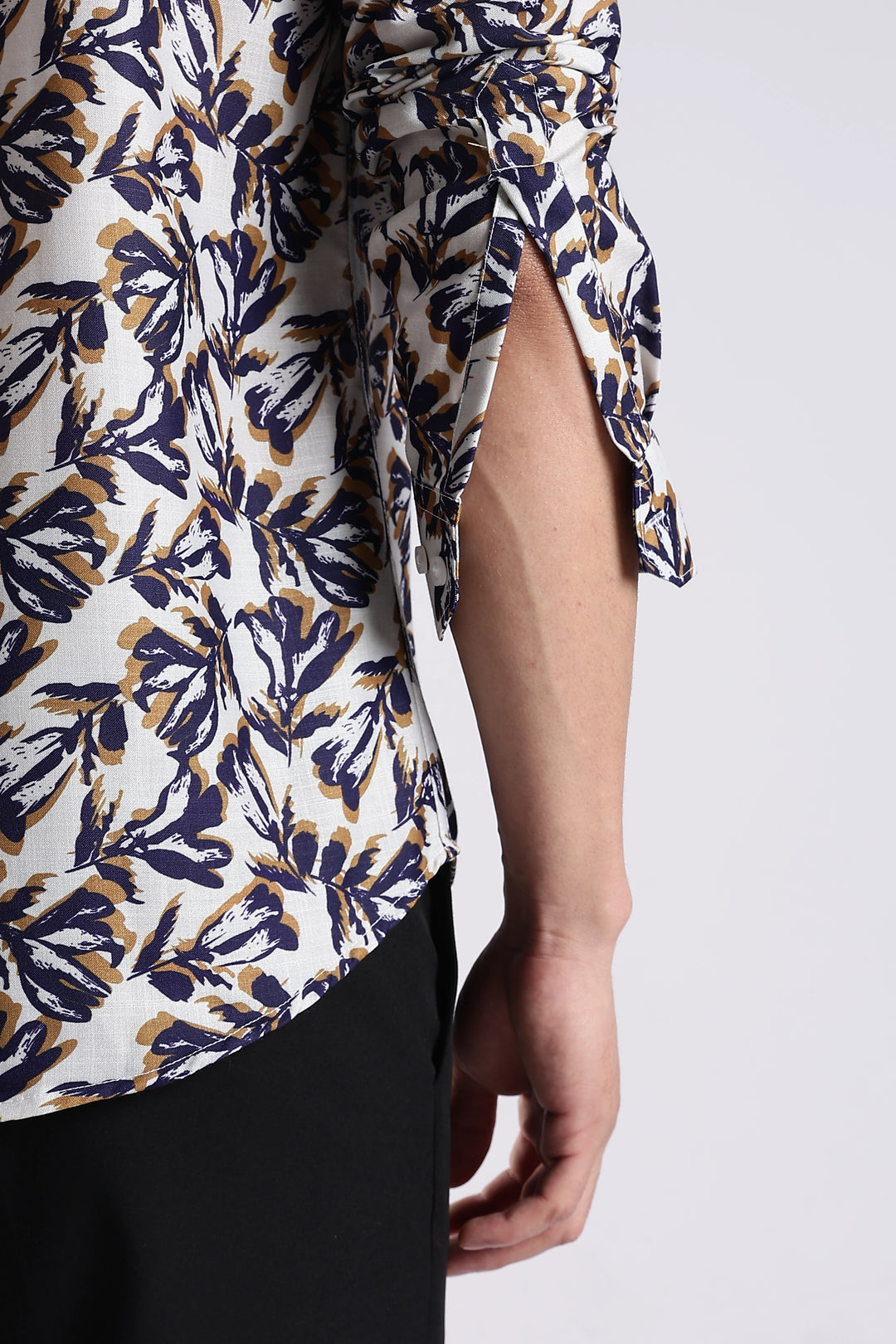 Navy floral printed full sleeve shirt