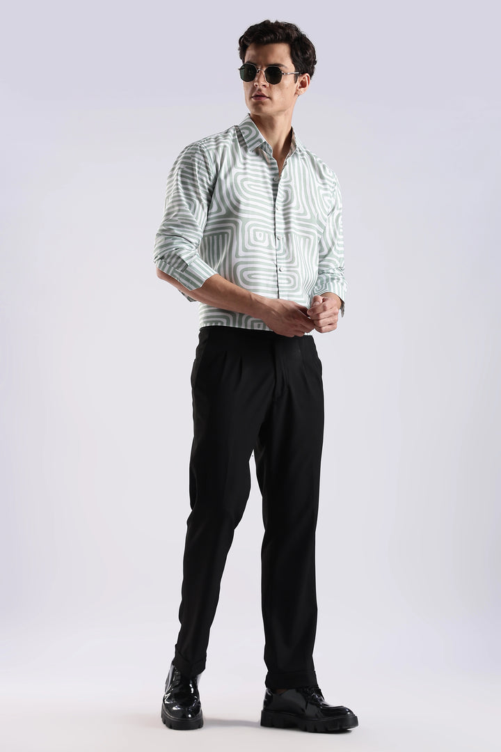 Green printed full sleeve shirt