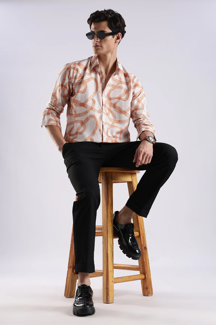 Orange abstract printed full sleeve shirt