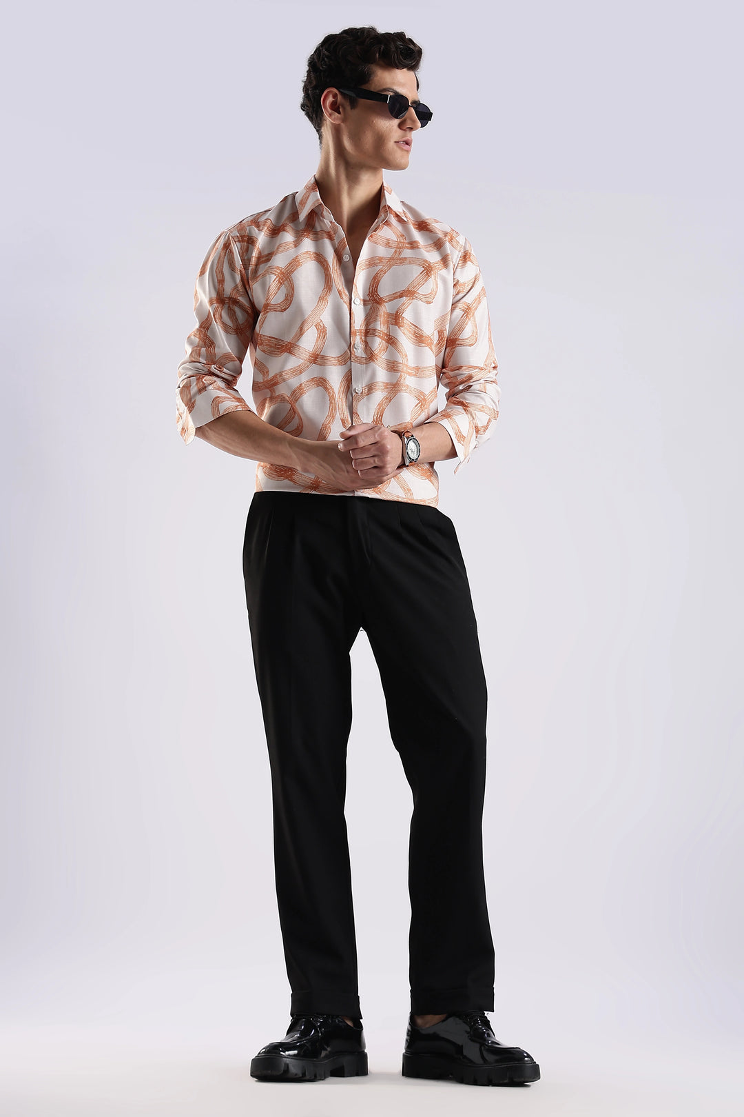 Orange abstract printed full sleeve shirt