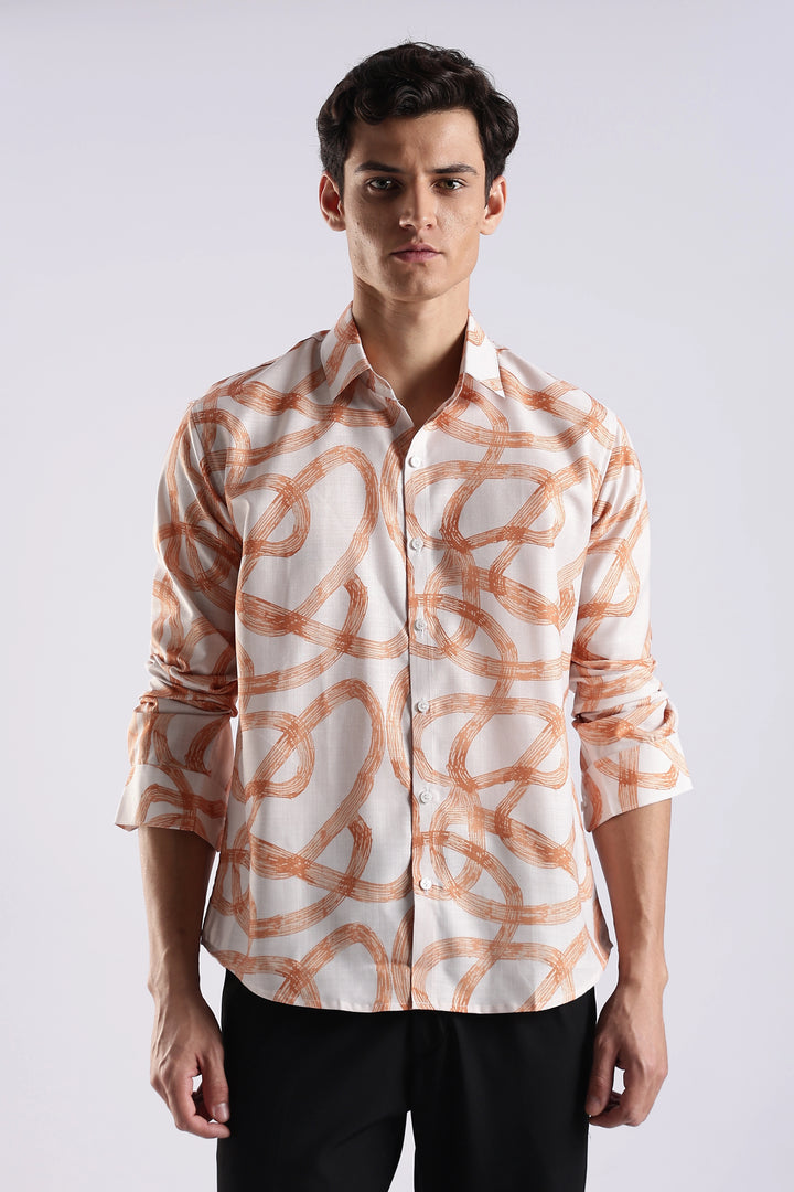 Orange abstract printed full sleeve shirt
