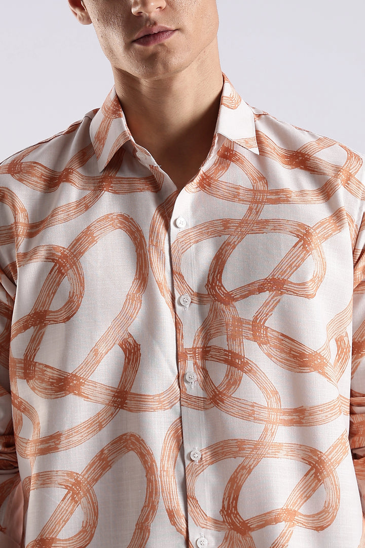 Orange abstract printed full sleeve shirt