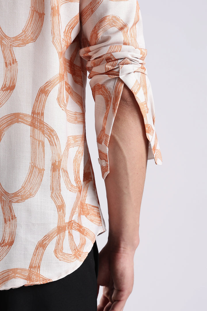 Orange abstract printed full sleeve shirt