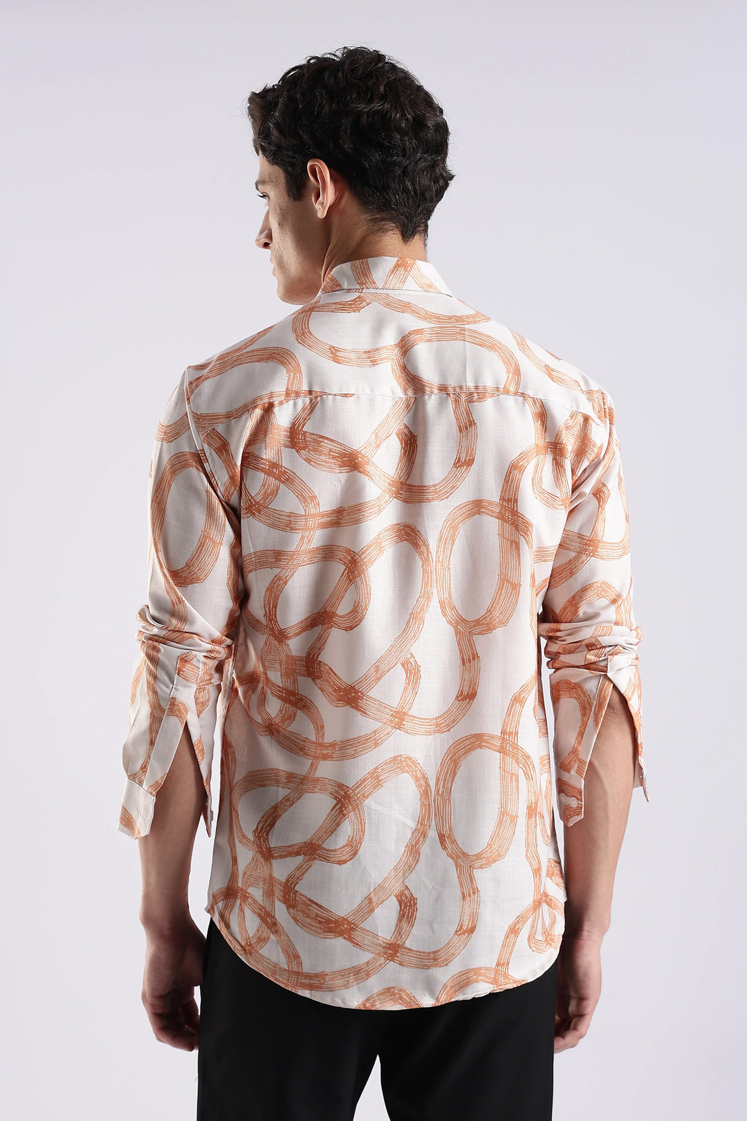 Orange abstract printed full sleeve shirt