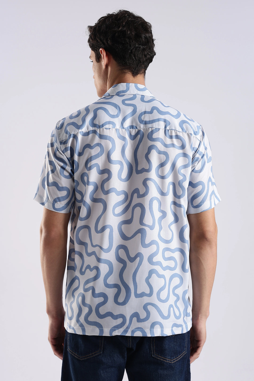 White geometric printed half sleeve shirt