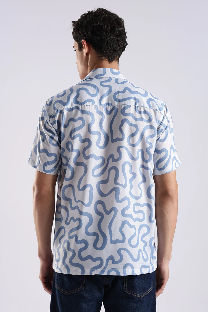 White geometric printed half sleeve shirt