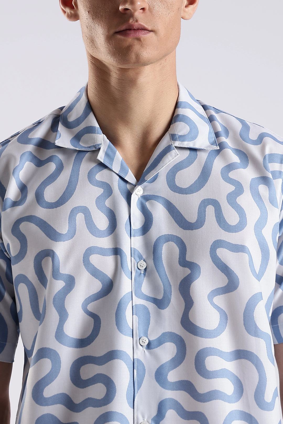 White geometric printed half sleeve shirt