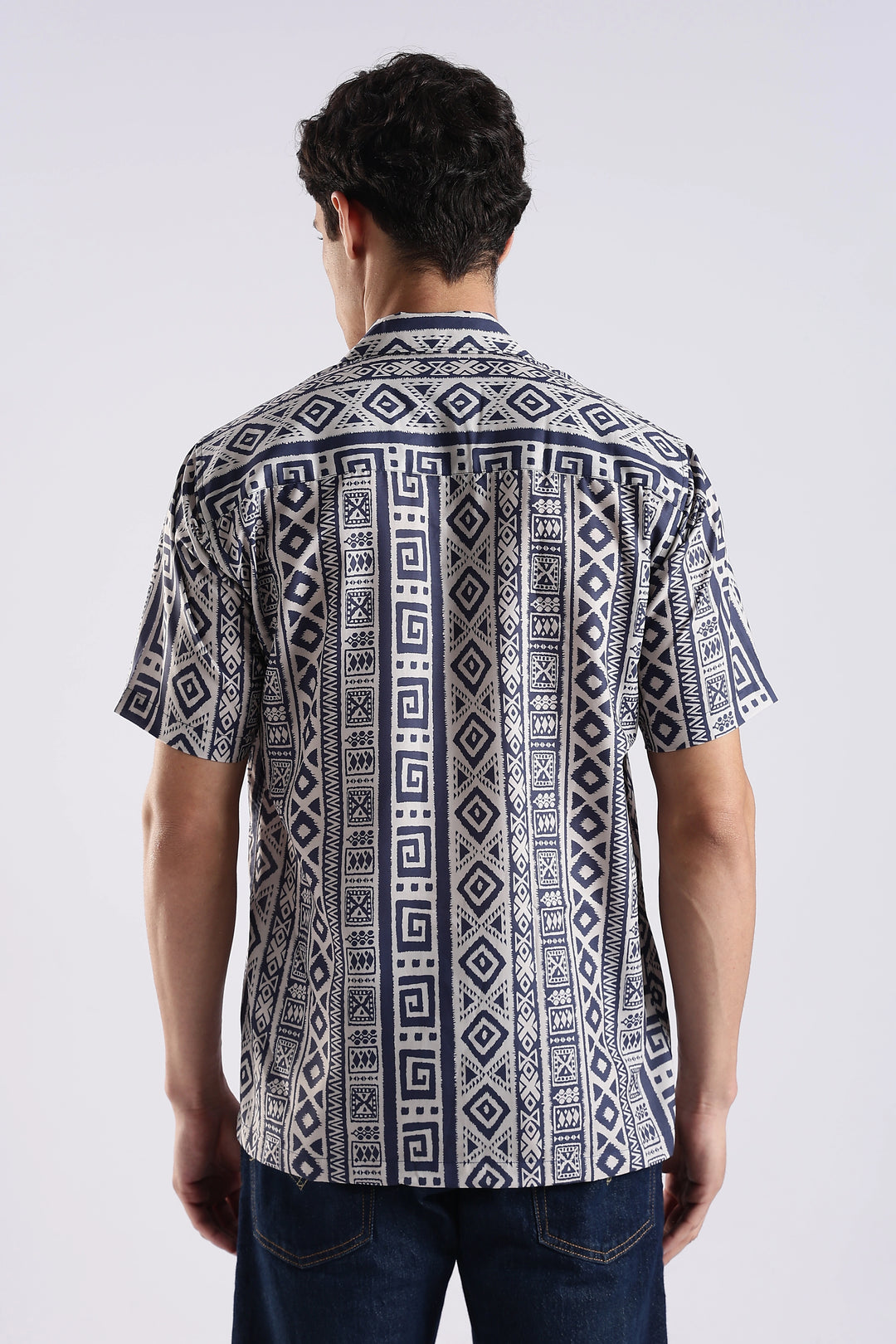 Black tribal printed half sleeve shirt