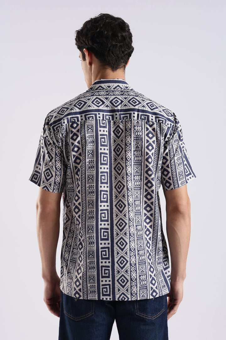 Black tribal printed half sleeve shirt