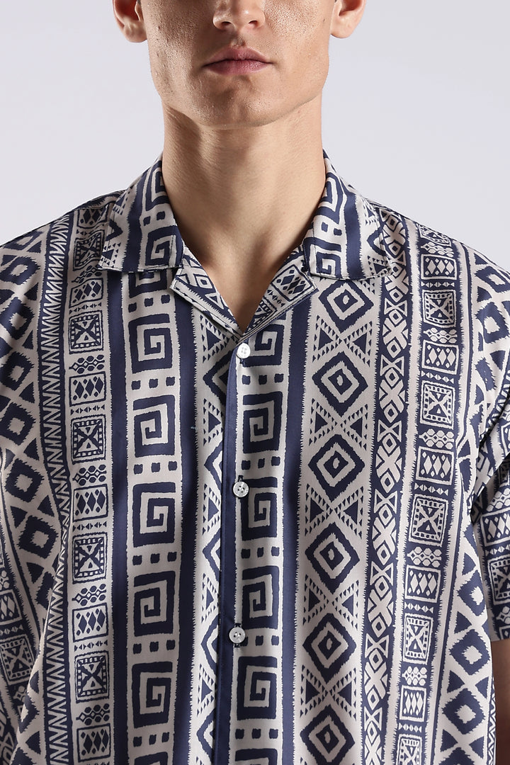 Black tribal printed half sleeve shirt