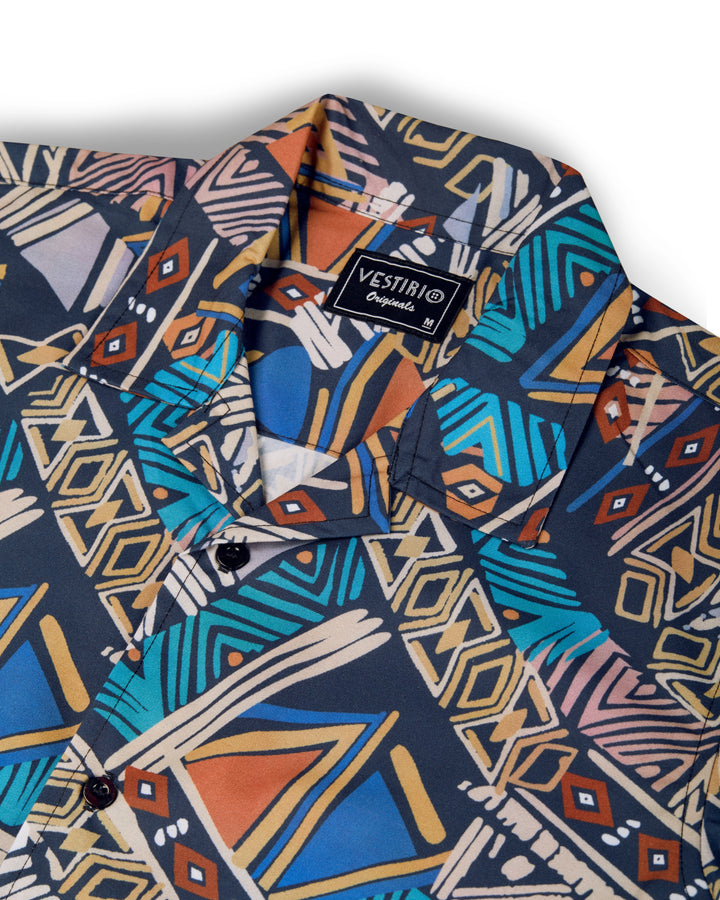 vintage retro printed short sleeve shirt