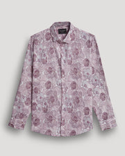 Purple flower printed full sleeve linen shirt