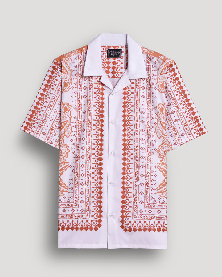 white boder bandana printed half sleeve shirt