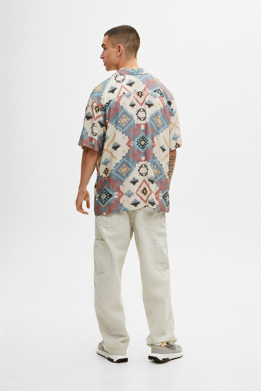 Basic Blue Geometric Printed Shirt