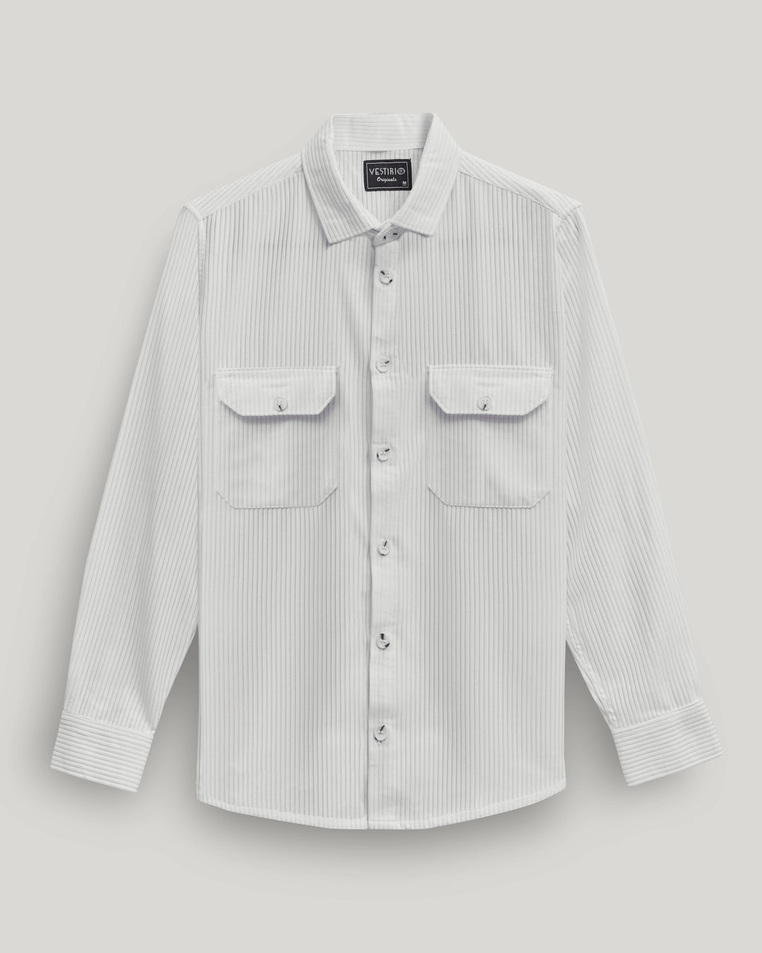 White double pocket full sleeve corduroy shirt