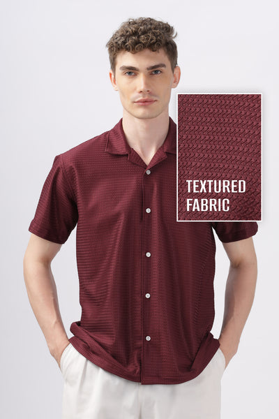 Maroon textured turkish weave half sleeve shirt