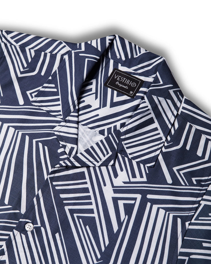 Best offer navy abstract printed shirt at Vestirio – VESTIRIO