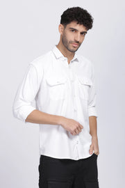 White double pocket full sleeve corduroy shirt