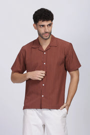 Brown popcorn half sleeve shirt