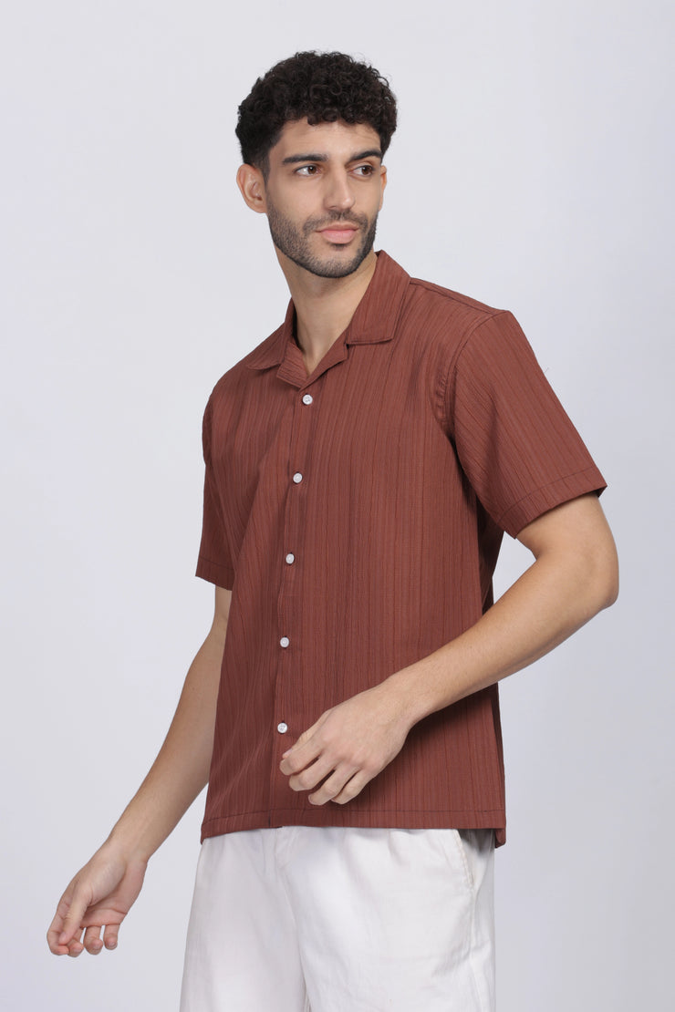 Brown popcorn half sleeve shirt