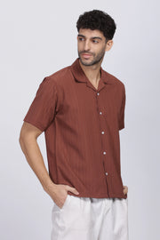 Brown popcorn half sleeve shirt