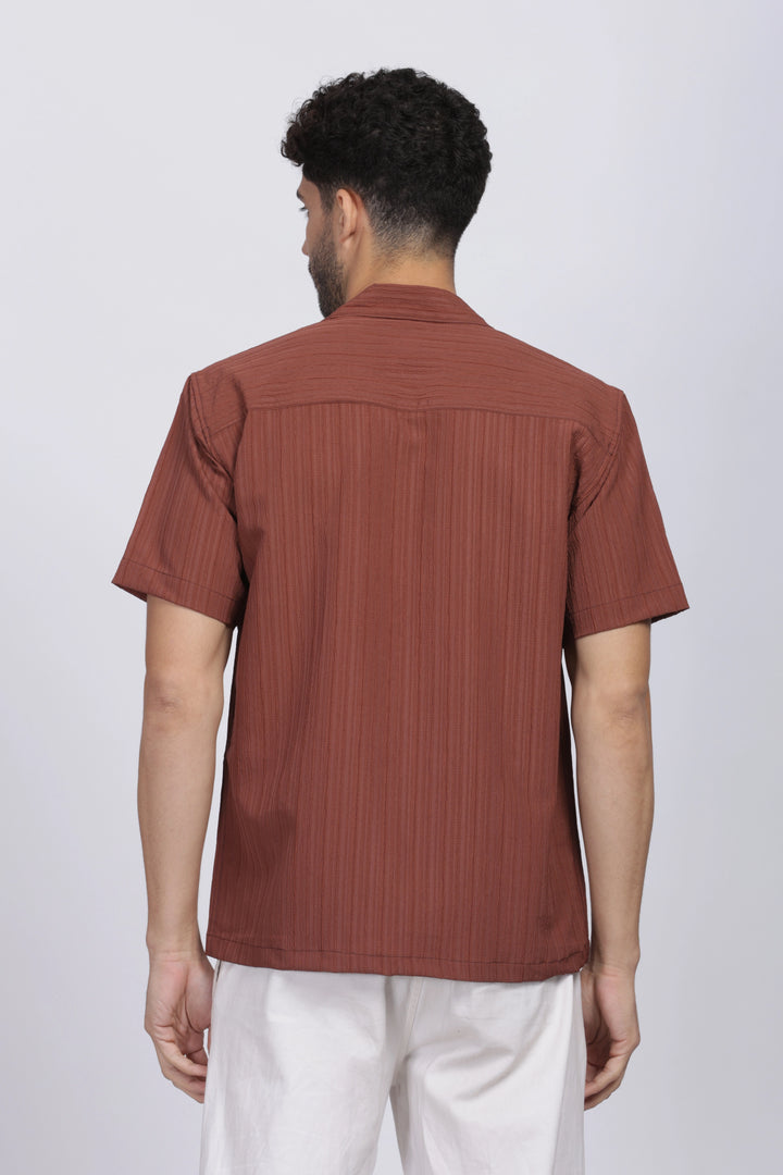 Brown popcorn half sleeve shirt