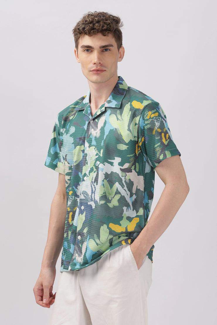 Abstract printed textured shirt